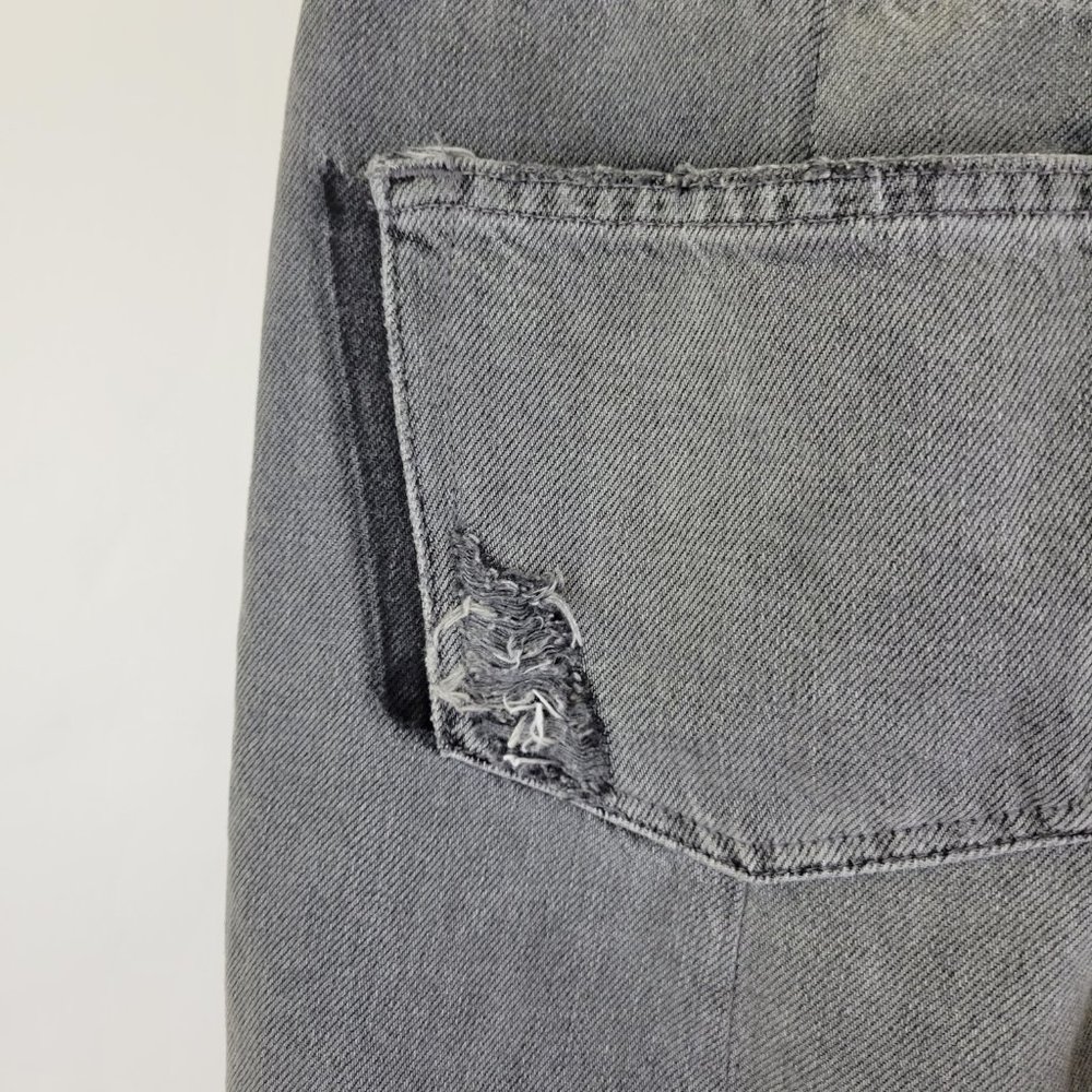 Frame Denim Nouveau Le Mix High Rise Cropped Raw Hem Ash Grey Distressed - Picture 10 of 16